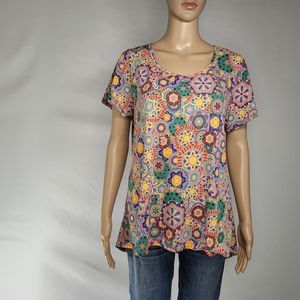 LulaRoe Colorful Top, Large.